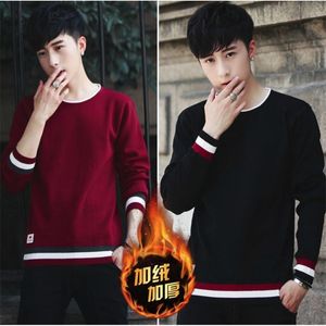 새로운 남성 스웨터 새로운 한국어 판 봉제 긴 소매 니트 셔츠 청소년 수백 스웨터 라운드 칼라 탑 코트 201106