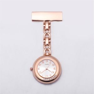 Sjuksköterska Klipp-På FOB Pocket Klocka Rostfritt Stål Lapel Pin Brosch Top Quality Rose Gold Diamond Crystal Nursing Watch