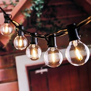 Patio Lights G40 Globe Party Christmas String Light,Warm White 25Clear Vintage Bulbs 25ft,Decorative Outdoor Backyard Garland 201006