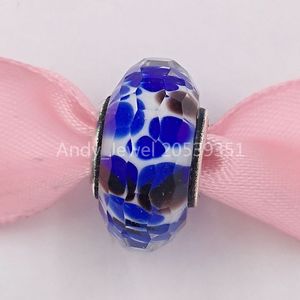 Andy Jewel 925 Sterling Silver Beads New Blue Facetters Glass Charm Passar European Pandora Style Jewelry Armband Halsband 791609