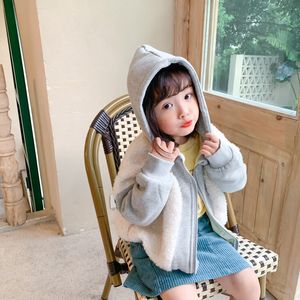 Sonbahar ve kış yeni varış Kore tarzı pamuk vevlet kalınlaşmış sıcak kapüşonlu ceket moda sevimli bebek kızlar için lj201126