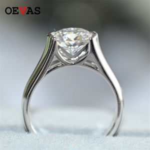 OEVAS Real 2 Carats D Kolor Weddle Wedding Offors dla kobiet 18K White Gold 100% 925 Srebrna srebrna biżuteria ślubna 220216