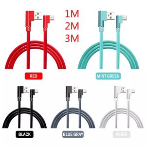 1M 2M 3M Elbow 90 Degree Micro / Type C To USB Quick Charging Cable Data Line Charge Cord For Xiaomi Huawei Phone