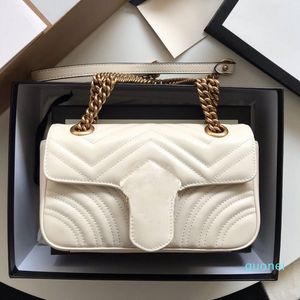 Женская сумочка оригинальная коробка сумка дата код подлинной кожаный кошелек плеча крест тела мешок сумки Marmont дизайнерская цепь плоский черный 2022 # 55