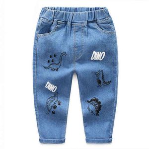 New Fashion Spring Autumn Boys Jeans For Kids Soft Trousers Baby Boy Cartoon Dinosaur Printed Casual Pants Children's Jeans G1220