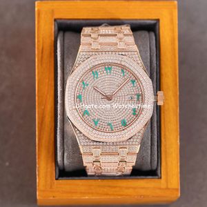 Relógio automático de aço 40mm relógios mecânicos completos diamantes com homens cravejados de diamantes safira automática moda negócios Montre de Luxe presentes L