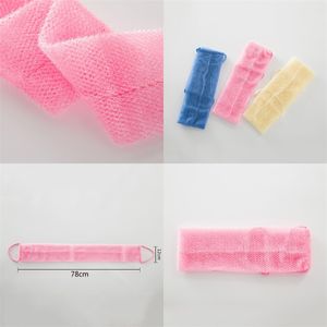 Wholesale sponge back brush for sale - Group buy Solid Color Bathing Towel Belt Double Handle Weave Back Rub Sponge Band Cleaning Accessories Bath Brush Soft Ash Removal zh N2