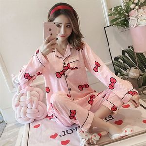 Autumn Winter Women Pajama Set Cartoon 2 Pcs Nightwear Set Pijama Soft Sweet Ensemble Pyjama Lady Sleepwear Sexy Cute Homewear Y200708