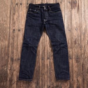 -0001 Beschreibung lesen! Schwere ungewaschene Denim-Hose aus ungewaschenem Indigo-Selvage-Denim, unsanforisierte, dicke Jeans aus ungewaschenem Denim LJ200911