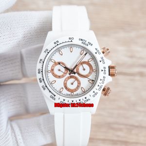 10 Styles Luxury Watches TW AET Remould 40mm Ceramic ETA7750 Automatic Chronograph Mens Watch White Dial Rubber Strap Gents Wristwatches