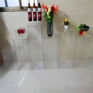 6pcs/set)decoration clear square plinths pedestal acrylic cylinder display pillar cube stand for wedding &party senyu895