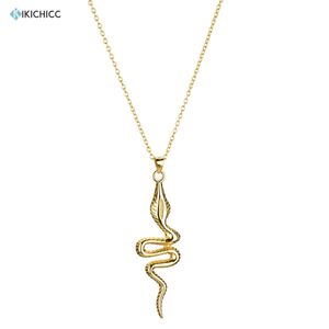 Kikichicc 925 Sterling Silver Gold Big Snake Wisiorek Długi Łańcuch Luksusowy Special 2020 Kobiety Zwierząt Party Rock Punk Jewelry Q0531