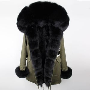 レディースウィンタージャケットコートアライグマの毛皮のLinner Parkas女性パーカービッグリアルフォックスの毛皮の襟自然なroccoonの毛皮のライナーロングコート201103
