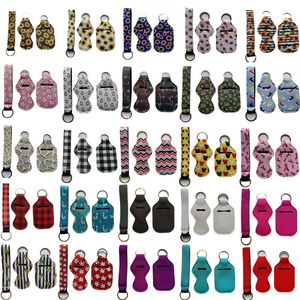 3 Pieces Travel Keychain Set for Party Favor, Including 30ml Hand Sanitizer and Chapstick Holder, Wristlet Lanyard 95 Colors