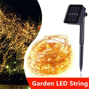 10M 20M Solar Power LED Urlaub Licht Kupferdraht LED-String-Außenleuchte Dekorative Garten-Rasen Hochzeit Weihnachtsbeleuchtung