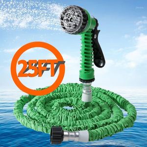 Car Washer Wholesale-7 In 1 Spray Gun Expandable Garden Hose Latex Tube Magic Flexible For Plastic Hoses 25FT Blue Green Orange1