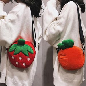 Sweetheart light Shoulder Bags purse Ladies Girls Fashion Winter Flock Fruit Strawberry Shoulder Crossbody Bag Christmas Gift