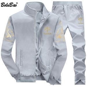 Bolubao Men Tracksuit Outwearセット2個秋スポーツ男性フィットネススウェットSweatpantsメンズ211220
