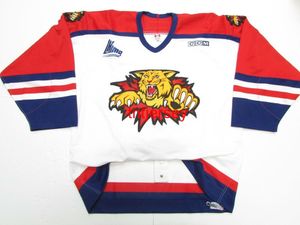 STITCHED CUSTOM MONCTON WILDCATS QMJHL WHITE CCM HOCKEY JERSEY AGGIUNGI QUALSIASI NOME NUMERO MENS KIDS JERSEY XS-5XL