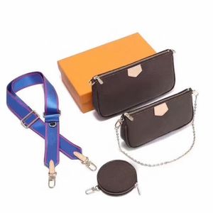 Nya axelväskor Tredelad handväska Klassiska handväskor Dam Messenger-väska i äkta läder Satchel CrossBody-väska Dampaket