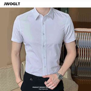 40kg-130kg Sommar Ny Shirts Casual Fashion Cotton Short Sleeve Slim Fit Män Sociala Skjortor Knapp Nedvitt Klänningskjorta 6XL 8XL G0105