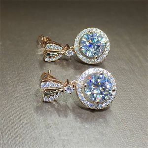 2020 nuovi gioielli di lusso in argento sterling 925 taglio rotondo topazio bianco dolce carino arco ciondola l'orecchino da donna regalo di goccia dell'orecchino di nozze