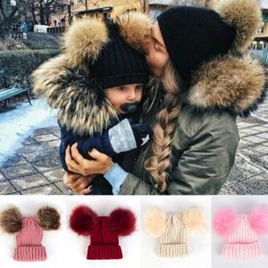 Baby Stuff Accessories cap Toddler Kids Girl Boy Baby Infant Winter Warm Crochet Knit Hat Fur Balls Beanie in stock