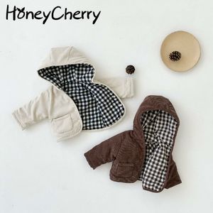 2020 winter thick cotton plaid jacket children wear warm coat both sides toddler girl winter clothes LJ201125