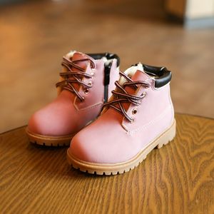 New Cute Pink Baby Girls Martin for 1-6 Years Old Children Shoes Fashion Kids Work Boots Hot 21-30 201201