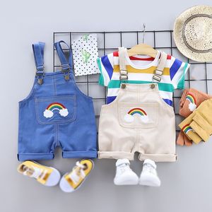 / Set verão bebê meninos roupas conjunto dos desenhos animados criança bebê infantil meninas roupas t-shirt + bib calças kids roupas conjuntos de roupas lj201223