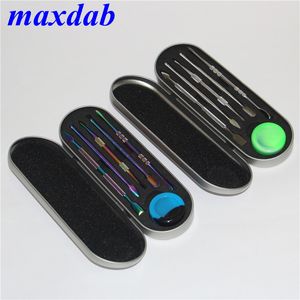 Ze stali nierdzewnej DAB Narzędzia DAB Suche Zioła Parownik Długopisy Dabber Narzędzie do atomizer Wax Atomizer Bong Z Silikonowym Case Case Container Zestawy pióra pary