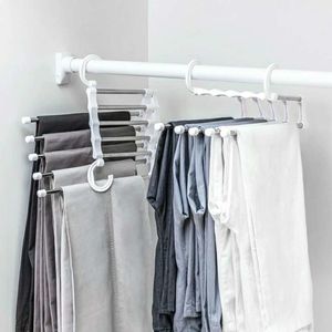 5 In1 Magic Portable Multi-function Stainless Steel Pants Hanger Hanger Clothes Shelf Organizer And Storage Accessories Dropship 201111