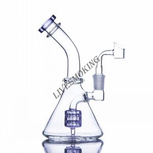 Reciclador roxo Reciclador Bonices Bongus Bongus Bongo de vidro Bent Pescoh Water Tubs Bongs Bongueiro aquático Bongo PERC PERC INLINE 14mm Banger