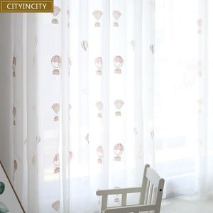 Curtain & Drapes CITYINCITY Tulle Embroidered Kids Curtains For Bedroom Dream Bear White Girl Boy 3D Living Room Sheer Ready Made1