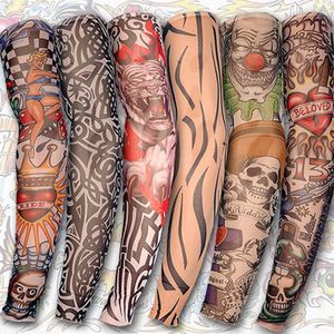 6PCS Cycling Sports Tattoo Sleeves Kits UV Cool Cycling Running Arm Warmer Elastic Fashionable Sunscreen Sleeve Summer Outdoor Sport