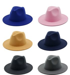 Heiße Unisex-Fedora-Hüte aus Wollfilz mit flacher Krempe und Gürtel, rot, schwarz, Patchwork, Jazz, formeller Hut, Panama-Kappe JXW725