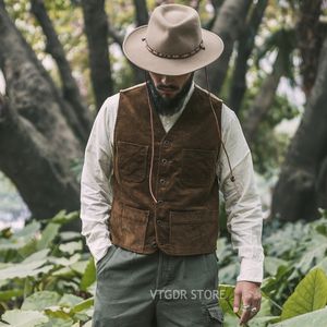 Bronson Ao Ar Livre Corduroy Caçante Colete 1940s Vintage Inspirado Homens Field Waistcoat 201120