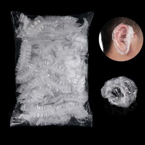 50 100pcs Disposable Plastic Waterproof Ear Protector Cover Caps Salon Hairdressing Dye Shield Protection Shower Cap Tool