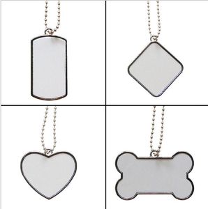 200pcs Sublimation DIY Blank White Stainless Steel Dog Tag Pendants Mix Style