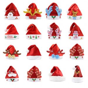 2022 Christmas Hat Soft Plush Santa Red Accessories Decorations Holiday Party Gift New Year Cartoons Non-woven Fabric Adult Kid Child