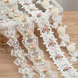 Clothes Sewing Supply Decoration Yard Embroidered Flower Pearl Beads Lace Edge Trim Ribbon DIY Vintage Trimmings Edging Fabric Applique Sewing Craft Party