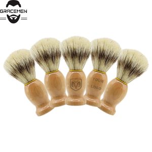 MOQ 100 шт. OEM Настройка логотипа Мужчины Beard Broad Cream Cream Krits Wood ручка натуральные кабаны щетины для лица для лица для груминга