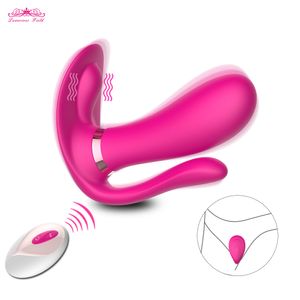 Vibratori Mutandine vibranti Giocattoli sessuali per donna Indossabile Farfalla Dildo Vibratore Telecomando senza fili Coppia anale Y191221 # 766