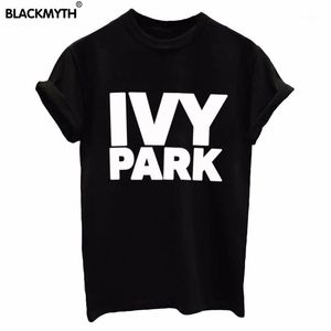 도매 - 여성 O 넥 탑 아이비 공원 편지 인쇄 여름 티셔츠 반팔 화이트 블랙 슬림 티셔츠 1