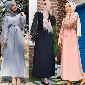 Etnik Giyim Pullu Püskül Abaya Dubai Müslüman Başörtüsü Elbise Abayas Kadınlar için Kaftan Kaftan İslam Türk Elbiseler Robe Femme Giyim1