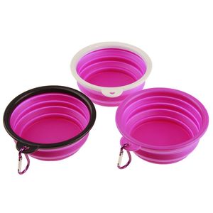 Silicone dobrável cão tigelas expansível prato de copo para animais de estimação alimentos alimentares portáteis tigela de viagem de viagem botas de água dobrável com mosquetão 4224 tyj