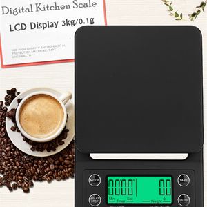 3kg / 0.1g Mini bilancia da cucina digitale Bilancia da caffè per alimenti Timer con display LCD retroilluminato per cottura Strumenti di cottura 201118