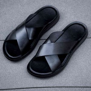 SHEN CE Summer Sandals Men Leather Classic Roman Open-toed Slipper Outdoor Beach Rubber Summer Shoes Flip Flop Water Sandals Y220310