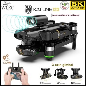 WLRC KAI ONE PRO MAX 8K Drone GPS Professional HD Dual Camera 3-Axis Gimbal Brushless Motor RC Quadcopter 1.2km Toys for boy 220224