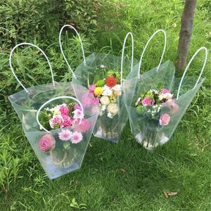 Gift Wrap Florist Decoration Potted Clear Flower Bag Plastic Waterproof Bouquet Portable Transparent Collocation Packaging1